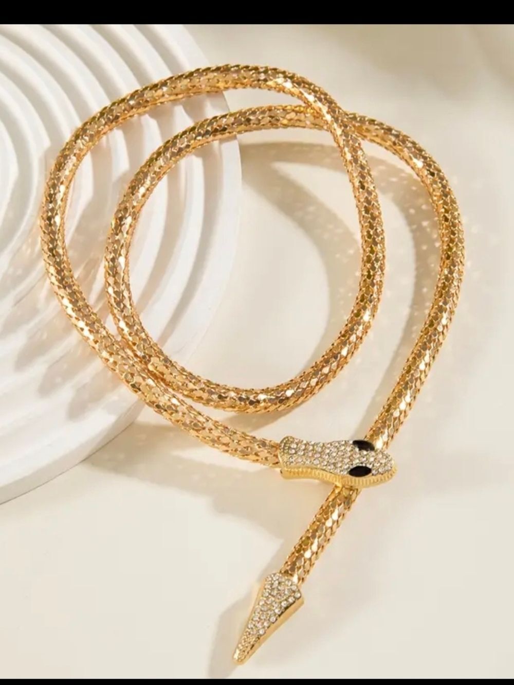 Gold Plated Snake Lariat Necklace